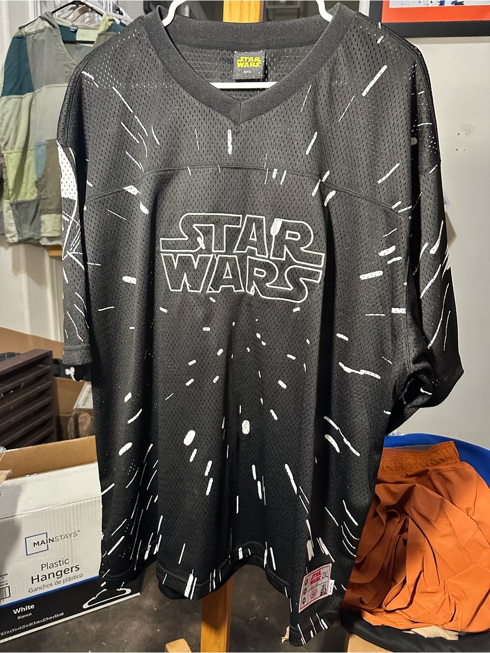 Star Wars Black Graphic Mesh Jersey Top with White Splash Print